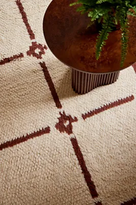 Handwoven Shag Geometric Rug - Beige, Cotton/Wool Blend product