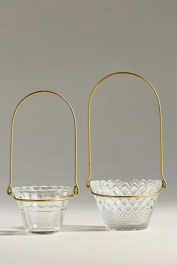 Hanging Pressed Glass Votive Holders Set of 2 - Clear by Anthropologie, alternate view