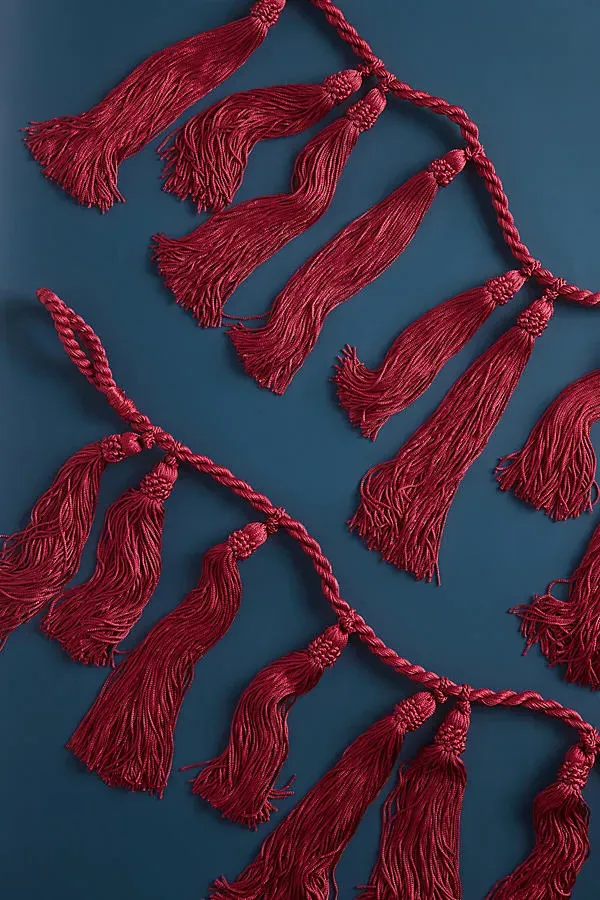 Hanging Tassel Garland - Red, Rayon by Anthropologie