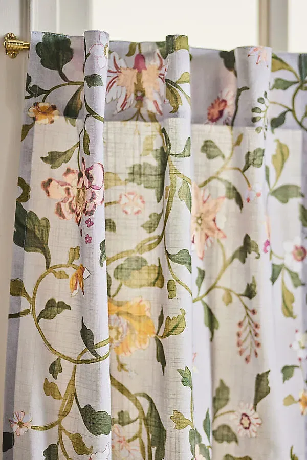 Hattie Floral Printed Café Curtains Set of 2 - Blue, Cotton product