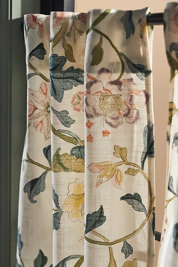 Hattie Floral Printed Café Curtains Set of 2 - Cotton by Anthropologie, image 2