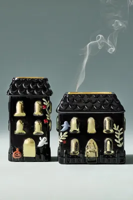 Haunted House Pumpkin Sweet Vanilla Figural Glass Candle alternate view