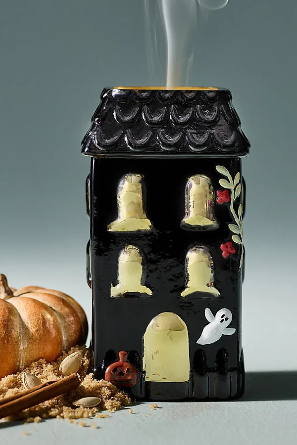 Haunted House Pumpkin Sweet Vanilla Figural Glass Candle product