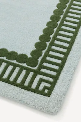 Hayden Geometric Border Rug - Blue, Wool by Anthropologie, image 2