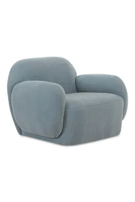 Hazel Lounge Chair - Blue, Bouclé Velvet by Anthropologie, image 2