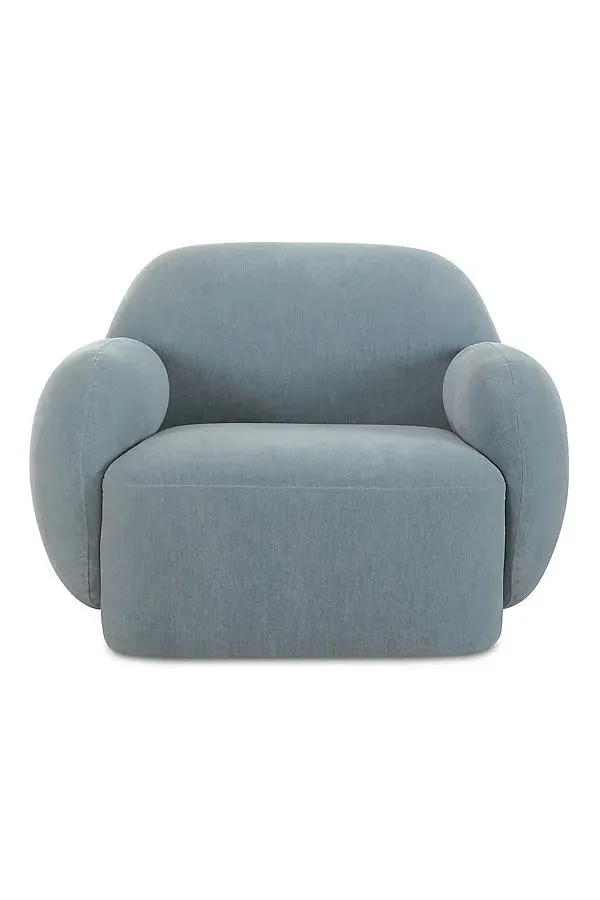 Hazel Lounge Chair - Blue, Bouclé Velvet by Anthropologie