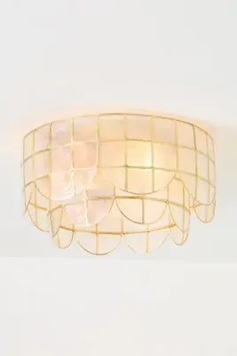 Heather Capiz Scalloped Flush Mount - Gold, Brass product