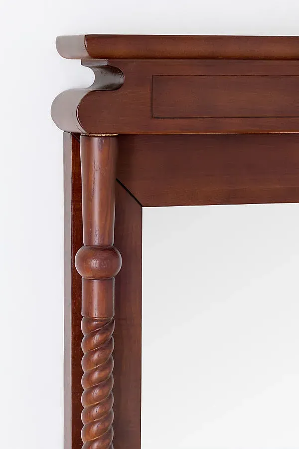 Heather Twisted Column Mantel Mirror - Brown, Ash Wood product
