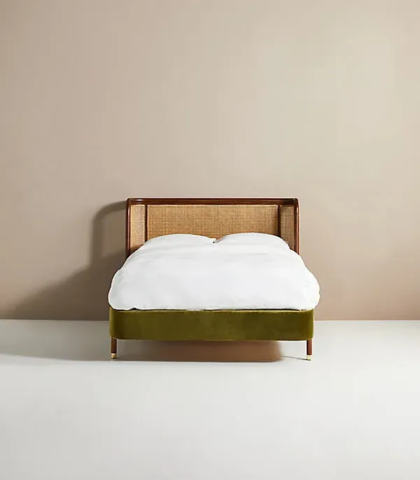 Heatherfield Bed Frame - Velvet, Cane by Anthropologie