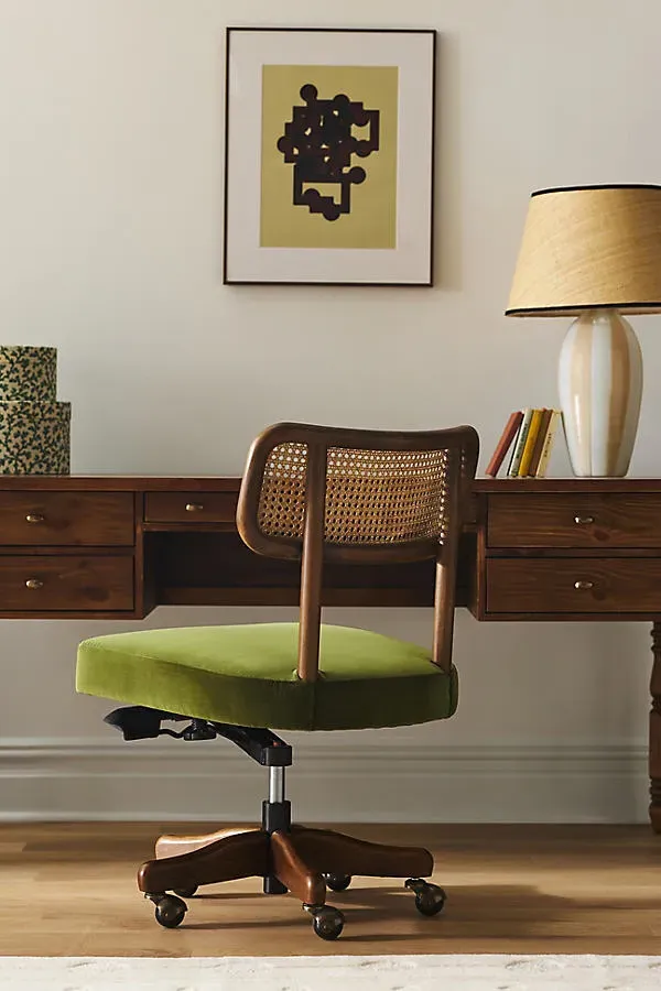 Heatherfield Desk Chair - Ivory, Polyester/Cotton by Anthropologie
