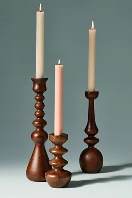 Helen Small Candle Holder - Brown, Acacia Wood product