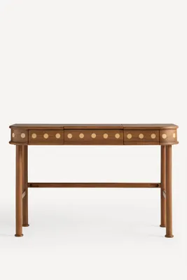 Helix Wood Flip-Top Vanity Desk with Storage - Brown, Eucalyptus product