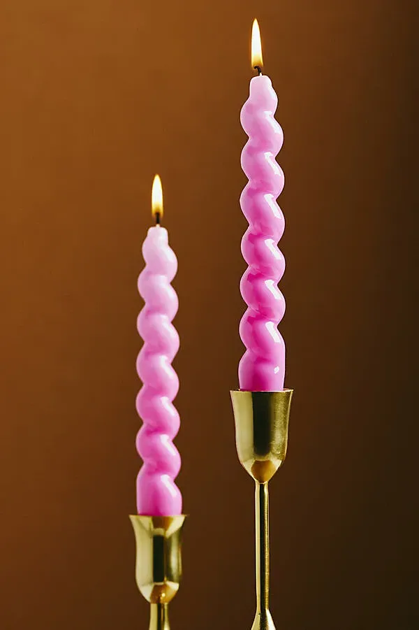 High Shine Spiral Taper Candles Set of 2 - Cotton product