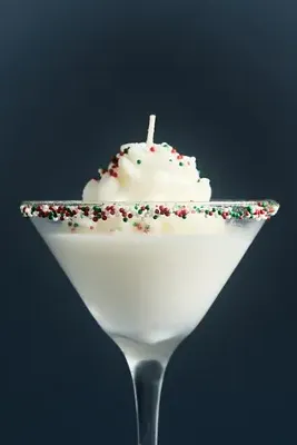 Holiday Cocktail Gourmand Candy Cane Glass Candle - Green by Anthropologie, image 2