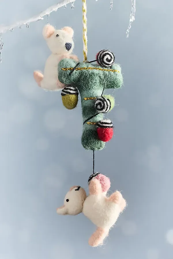 Holiday Helpers Felt Monogram Ornament - Wool by Anthropologie