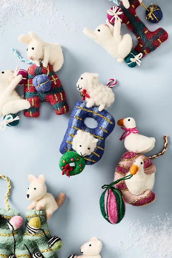 Holiday Helpers Felt Monogram Ornament - Wool by Anthropologie, alternate view