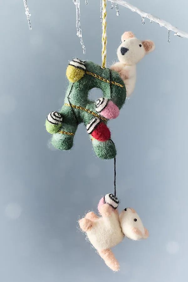 Holiday Helpers Felt Monogram Ornament - Wool by Anthropologie