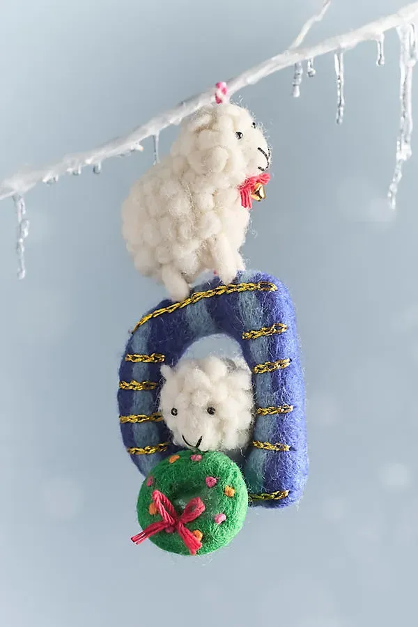 Holiday Helpers Felt Monogram Ornament - Wool by Anthropologie