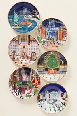 Holiday in the City New York Stoneware Dessert Plates Set of 6 by Anthropologie, image 2