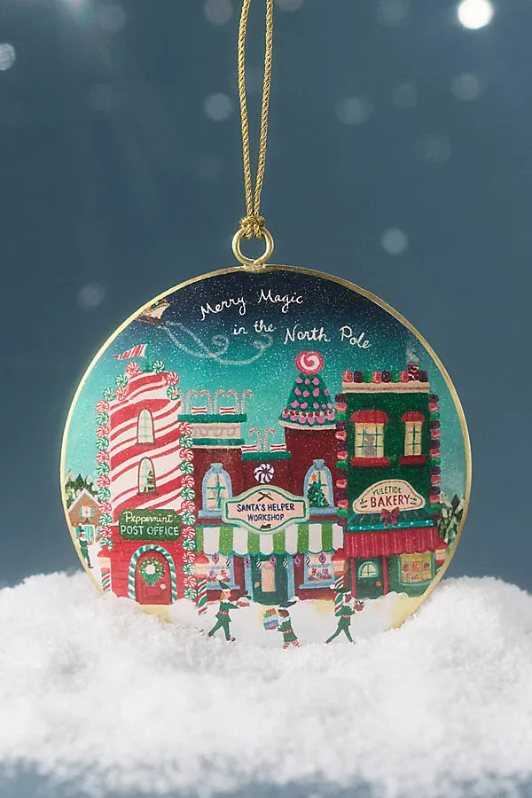 Holiday in the City Round Ornament - Purple, Iron by Anthropologie