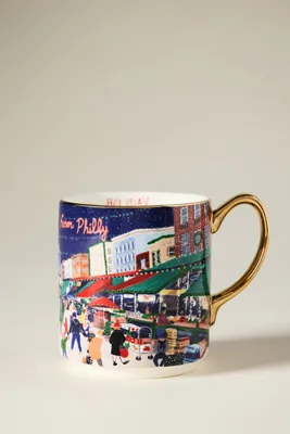 Holiday in the City Stoneware Mug - Green by Anthropologie, image 2