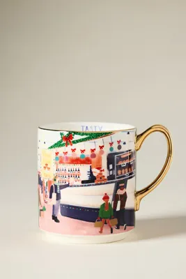 Holiday in the City Stoneware Mug - Purple by Anthropologie, alternate view
