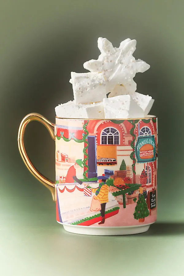 Holiday in the City Stoneware Mug by Anthropologie