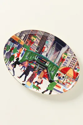 Holiday in the City Stoneware Platter - Blue by Anthropologie, image 2