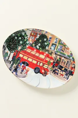 Holiday in the City Stoneware Platter - Red by Anthropologie, image 2