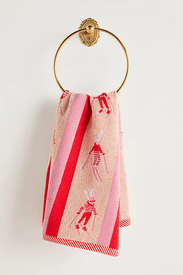 Holiday Printed Cotton Hand Towel - Red by Anthropologie