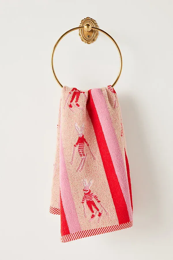 Holiday Printed Hand Towel - Red, Cotton by Anthropologie, alternate view