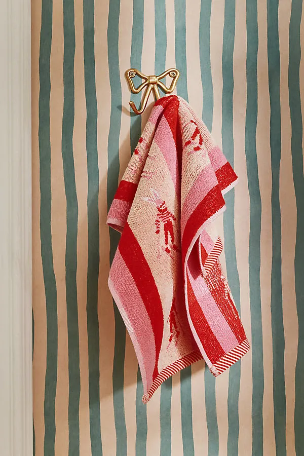 Holiday Printed Hand Towel - Red, Cotton by Anthropologie