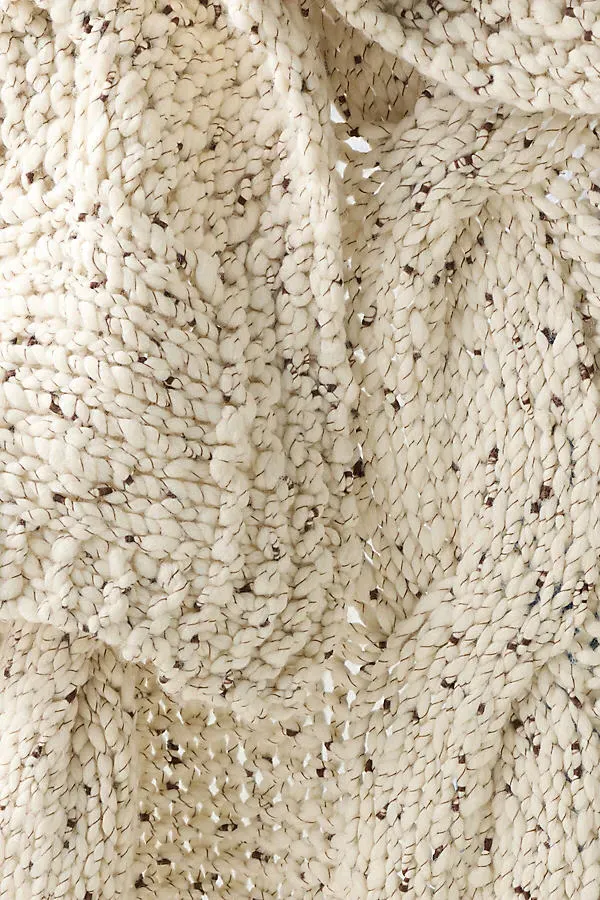 Holly Cable-Knit Throw Blanket - Ivory, Wool Blend by Anthropologie, alternate view