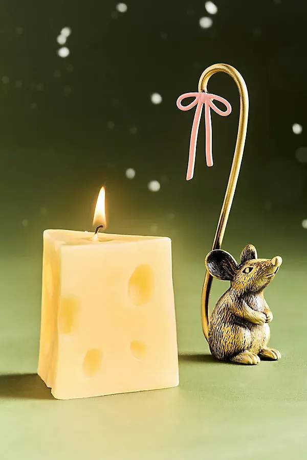 Holly Mouse Shaped Wax and Snuffer Gift Set - Yellow by Anthropologie