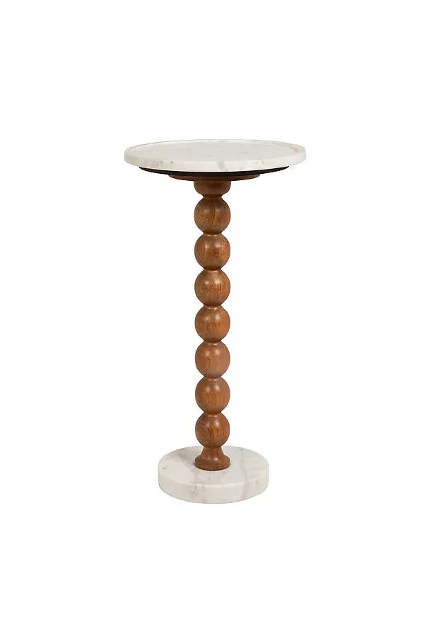 Honey Marble Round Drink Table - Gold by Anthropologie