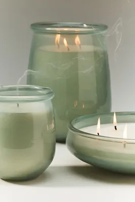 Honeypot Salted Woods & Rose Glass Decorator Candle - Green product
