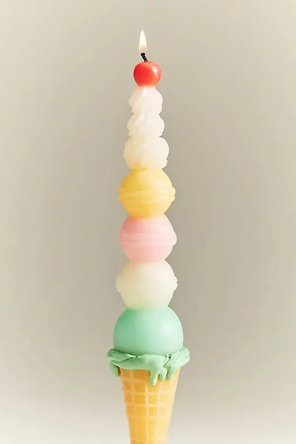 Ice Cream Cone Taper Candle - Cotton by Anthropologie