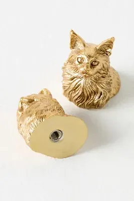Icon Cat Decorative Light Finial - Gold, Resin by Anthropologie, alternate view