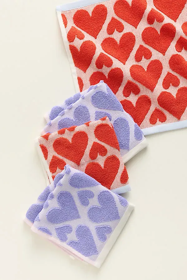 Icon Heart Jacquard Dishcloths Set of 4 - Cotton product