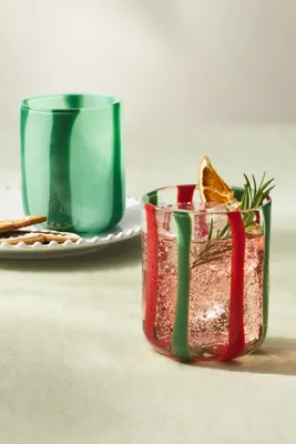 Icon Juice Glass Ribbon Stripe - Green by Anthropologie, alternate view