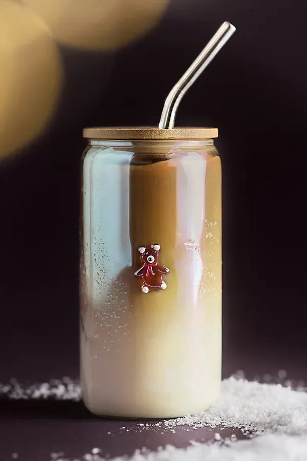 Icon Juice Glass Tumbler with Lid - Brown, Borosilicate Glass by Anthropologie