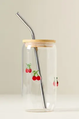 Icon Juice Glass Tumbler with Lid - Red, Borosilicate Glass product