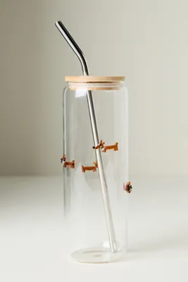 Icon Large Sipper Juice Glass with Lid - Green, Borosilicate Glass product
