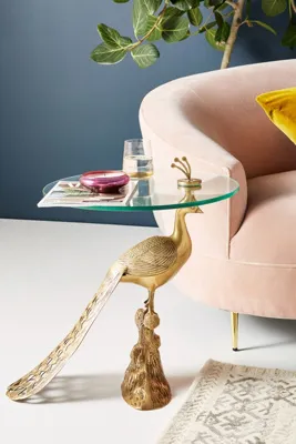 Icon Peacock Side Table - Gold, Glass product