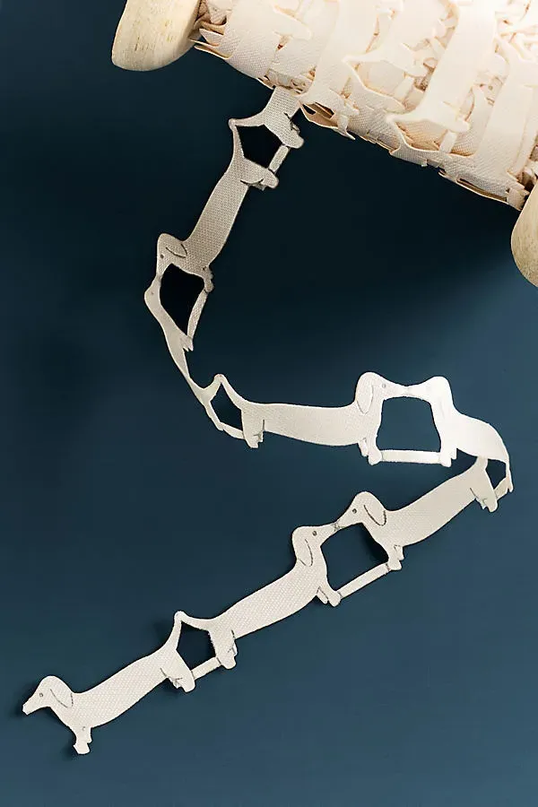 Icon Ribbon with Sculptural Cutout Motifs - Ivory, Polyester by Anthropologie