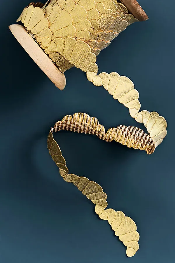 Icon Ribbon with Sculptural Cutout Motifs - Yellow, Polyester by Anthropologie