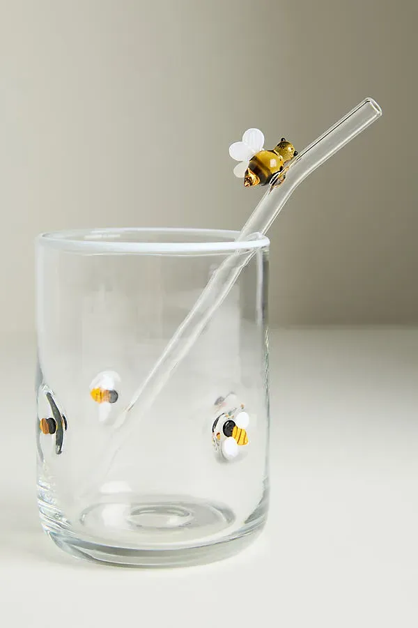 Icon Set of 2 Glass Straws - Yellow, Glass product