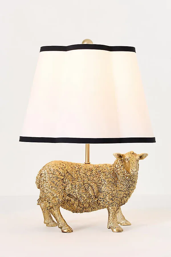 Icon Sheep Edition Table Lamp - Brown, Linen by Anthropologie