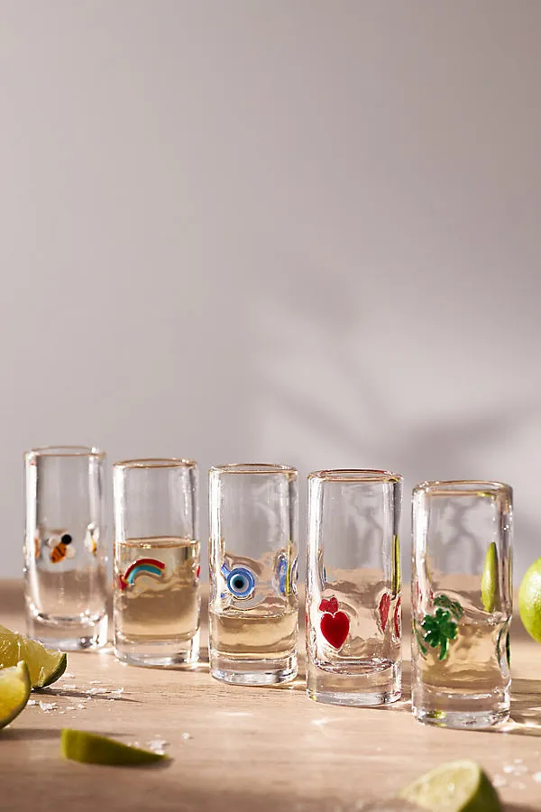 Icon Shot Glasses - Green, Glass by Anthropologie