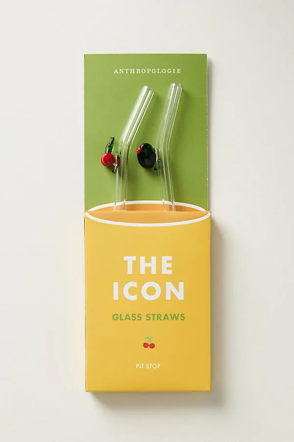 Icon Straws Set of 2 - Red, Glass product